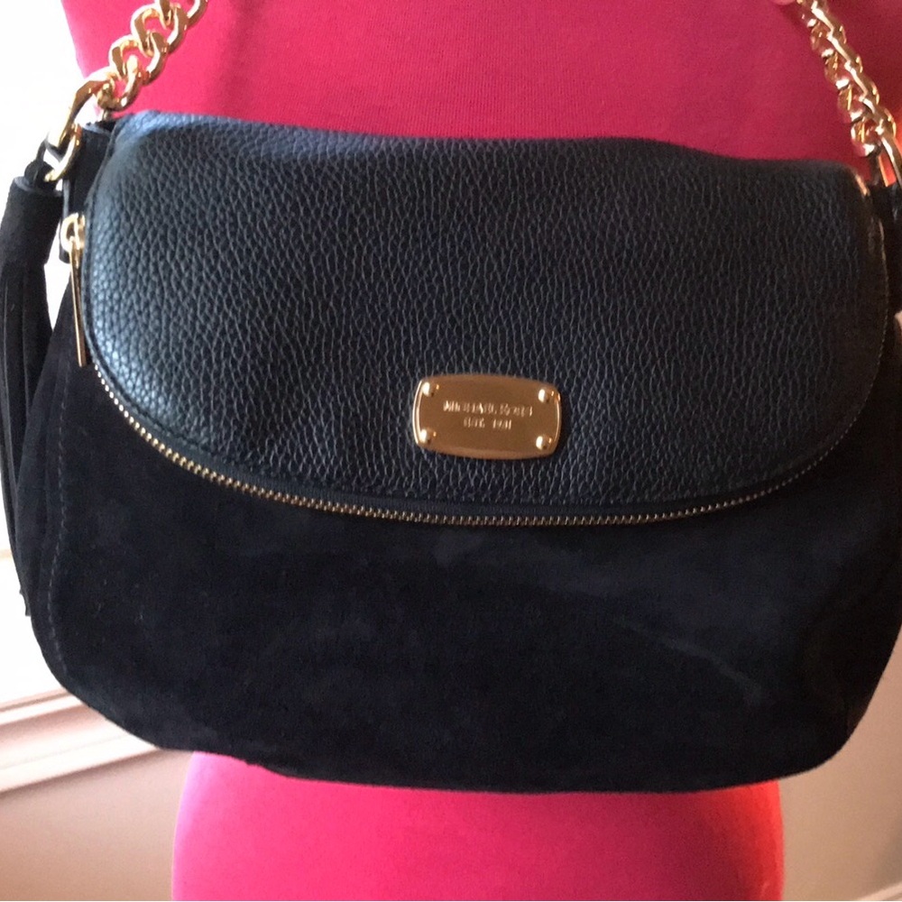 Michael Kors Beautiful black leather and Swede handbag